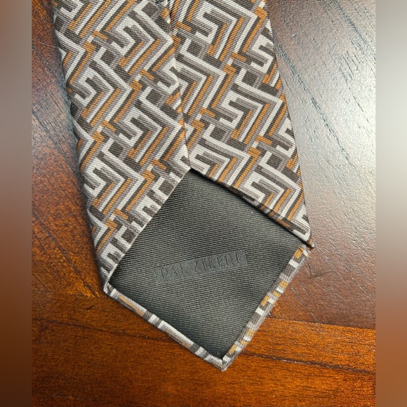 Pal Zileri Brown and White Geometric Tie - Picture 4 of 5